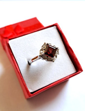 Bague grenat du Mozambique argent 925 / or blanc T 55