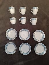 A1BC⚠️VINTAGE 6 TASSES + 6 SOUS TASSES PORCELAINE CHINOISE BLEU ET BLANC ⚠️