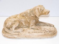 -EMMANUEL FREMIET RARE ANCIEN SUJET CHIEN ALLONGE COLLECTION NO BRONZE E