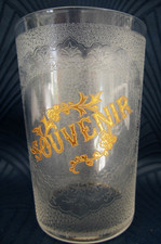 Ancien verre gobelet St LOUIS BACCARAT ? cristal gravé "SOUVENIR" Or 1900/1920