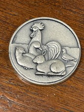 Médaille Coq Poules Signé