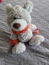 Doudou peluche ours gris - , rouge