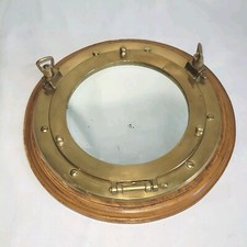 06K38 JOLI MIROIR HUBLOT EN LAITON DECO DE MARINE BATEAU MER NAVIGATION