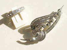 LOT / 2 BEAUX BIJOUX ANCIENS 1950/60 en ARGENT Pç CRABE / BAGUE T.53 et BROCHE