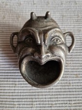Cendrier Tête  de diable -  tete de satyre en bronze argenté