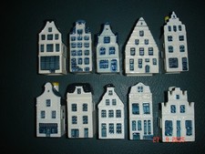 Lot 9 maisons KLM en porcelaine Delft mini bouteille BOLS