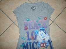 PEACE LOVE MICKEY MOUSE T SHIRT Retro Throwback DISNEY V Neck Girls JUNIORS S