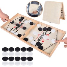 2 en 1 Jeu de Table de Hockey Portable en Bois, Catapult Board Game, Jeu de S...