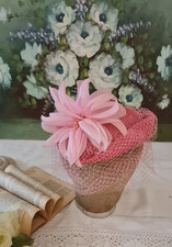 ANCIEN CHAPEAU BIBI VOILE ROSE AVEC VOILETTE