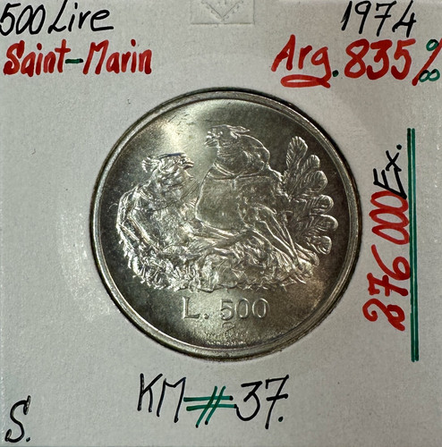 Saint marin 500 lire 1974 - saint-marin,