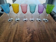 Lot De 6 Verres A Eau Ou Vin Rouge En CRISTAL Colore Le Stelle Neuf