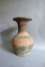 Jarre en terre cuite bicolore rouge marron foncé antiquité Asie