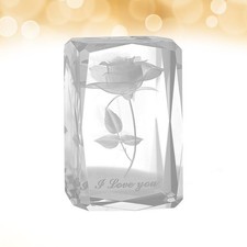  Cristal 3D Rose Fleur Verre Gravé Je T'aime Base Figurine Ornement Cadeau pour