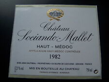 etiquette vin Chateau Sociando Mallet 1982 Haut Médoc wine label bordeaux