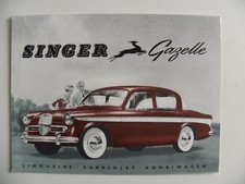 Brochure anglaise SINGER Gazelle limousine. kabriolet. kombiwagen en allemand