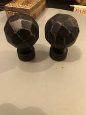 Lot De 2 Embouts Tringle A Rideau Forme Rond Boule Noir Métal
