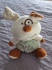 Doudou peluche chien jaune vert marron  Luminou Petit Modèle 20 Cm