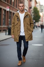 Diesel W-Miles Hommes Veste M Parka Amovible Doublure à Capuche Isolé Rrp 475