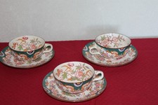 3 TASSES + 3 SOUCOUPES PORCELAINE SARREGUEMINES DECOR Minton  215