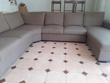 canapé XXL tissu marron chiné assise large les dimensions sont sur les  photos.