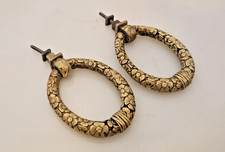 Art nouveau - Paire d'anneaux ovales / poignées de meuble bronze massif - H. 6,5