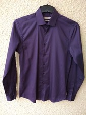 Chemise IZAC violet T 36 habillée coton satiné homme