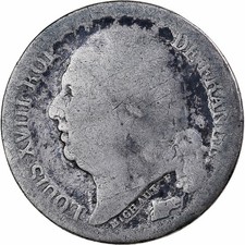 France, Louis XVIII, 1/2 Franc, 1823, Perpignan, Argent, B+