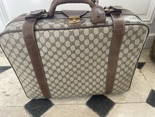 Valise GUCCI vintage 70s cuir/toile Taille Cabine. Moyen Etat