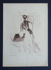 Paul César HELLEU Gravure originale 1900 Elégante Galerie Estampes Art Décoratif