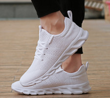 sneakers basket chaussure homme tissu maille sport marche légère blanc blanche