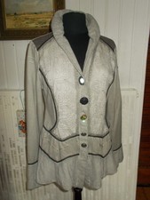 SUPERBE Veste long manteau beige effet vieilli surpiqué ELISA CAVALETTI L 40