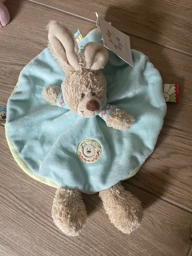 Doudou peluche lapin bleu - lapin,