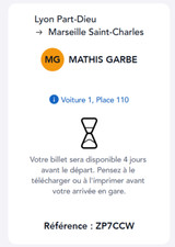 Billet de train :  Lyon