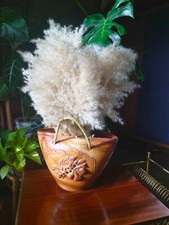 Cache pot en céramique forme de sac, seau, panier avec anses