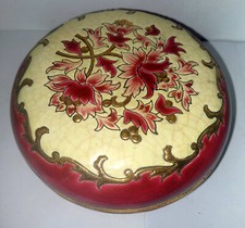 BONBONNIERE ÉMAUX DE LONGWY MAURICE PAUL CHEVALLIER FOND ROUGE OR