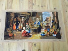 VTG SEG de Paris Tapisserie Famille Paysanne Le Nain Canevas Terminé 104 x 53 cm