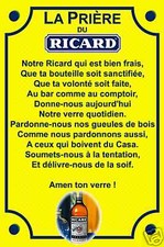 RÉPLIQUE PLAQUE PRIERE PASTIS