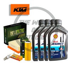 Kit/Tagliando KTM 1190/Adventure 2013 2016 Shell 15W50 Filtre Huile Air Bougies