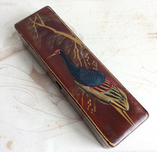 Coffret en Laque Japon Décor d'Oiseau Echassier Signature à identifier