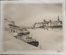 Lyon les quais de la Saône - Georges Damin - Lithographie signée numérotée