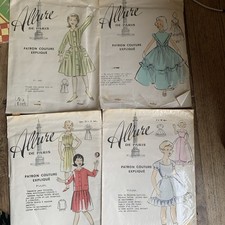 Allure de Paris 4 patrons de couture anciens Robe  fille   8 à 12 ans années 50