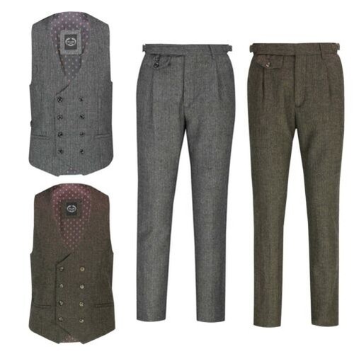 Hommes gris marron tweed - gris,