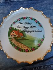 Original Artmark Wall hanging plate Mortgaged home Gold Vintage