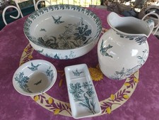 Service de Toilette Broc Cuvette Bol Moulin des Loups et Hamage Orchidées Oiseau