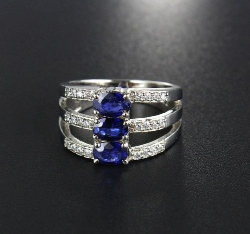 Bague saphir bleu - saphir, diamant