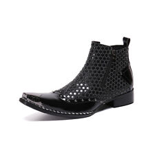 Hommes Cuir Véritable Bottines,Chaussures en cuir d'affaires, Punk Bottes