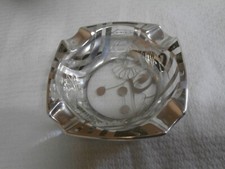 CENDRIER  VIDE POCHE EN VERRE ART DECO DECOR ARGENTE PIERROT