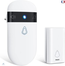 Sonnette sans Fil Etanche, Carillon sans Fil sans Pile, 150M Bouton Sonnette