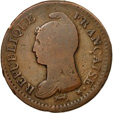 Monnaie, France, Un décime Dupré type définitif, An 8, Bordeaux, Gadoury:187a