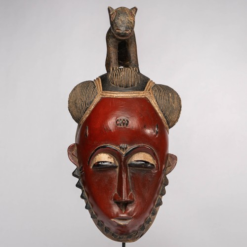 0942 masque baoule avec - masque, socle